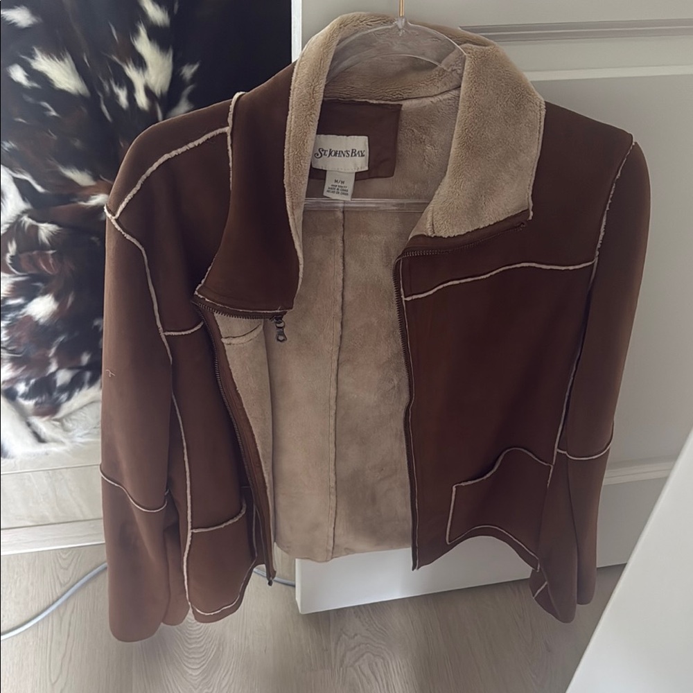 St. John's Bay Brown Teddy Jacket Casual Western Style